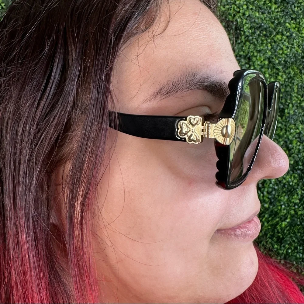 CHLOE - VERA BLACK SCALLOPED‎ SQUARE FRAME SUNGLASSES - NEW